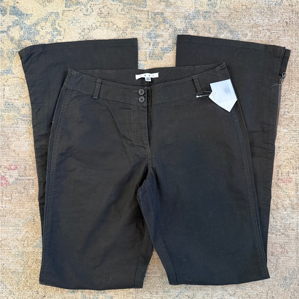 CAbi NWT Olive Button-Front Pants With Zipper Detail